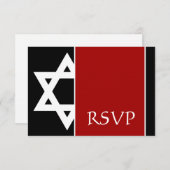 Rode en zwarte ster van David Bar Mitzvah RSVP (Voorkant / Achterkant)