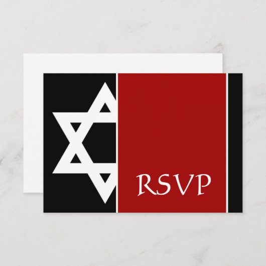 Rode en zwarte ster van David Bar Mitzvah RSVP (Voorkant / Achterkant)