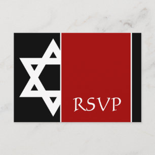 Rode en zwarte ster van David Bar Mitzvah RSVP Kaartje