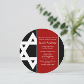 Rode en zwarte ster van David Round Bar Mitzvah Kaart (Staand voorkant)