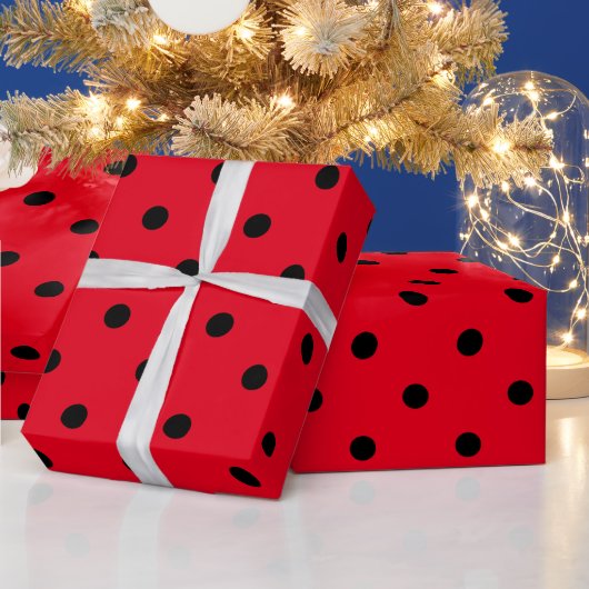 Rode en Zwarte Stippen Cadeaupapier (Feestdagen)