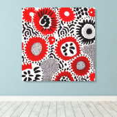 Rode en Zwarte Stippen Canvas Afdruk (Insitu (Houten vloer))
