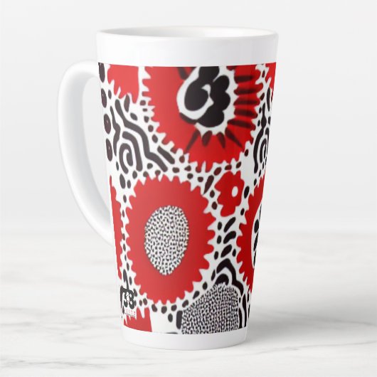 Rode en zwarte Stippen Latte Mok (Linkerhoek)