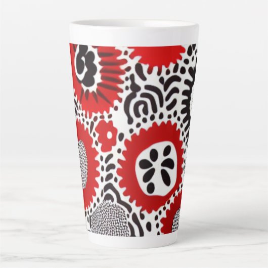 Rode en zwarte Stippen Latte Mok (Voorkant)