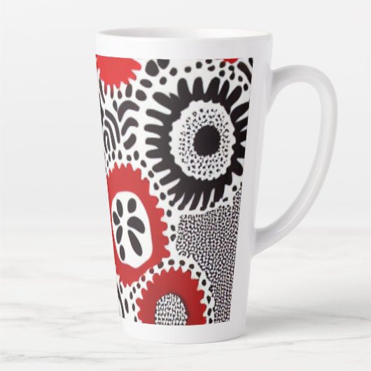 Rode en zwarte Stippen Latte Mok (Rechts)