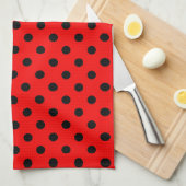 Rode en Zwarte Stippen Theedoek (Quarter Fold)