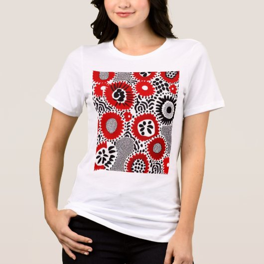 Rode en Zwarte Stippen Tri-Blend Shirt (Voorkant)
