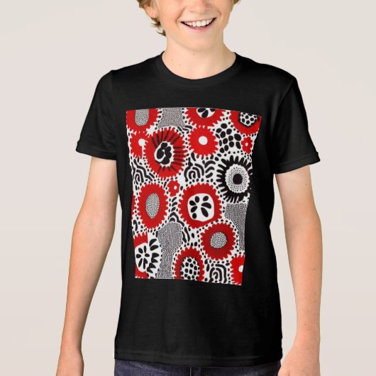 Rode en Zwarte Stippen Tri-Blend Shirt (Voorkant)