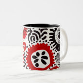 Rode en zwarte Stippen Tweekleurige Koffiemok (Voorkant rechts)