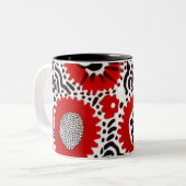 Rode en zwarte Stippen Tweekleurige Koffiemok (Voorkant links)