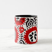Rode en zwarte Stippen Tweekleurige Koffiemok (Center)
