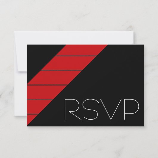 Rode en zwarte streep RSVP Kaartje (Voorkant)