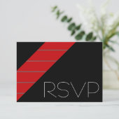 Rode en zwarte streep RSVP Kaartje (Staand voorkant)