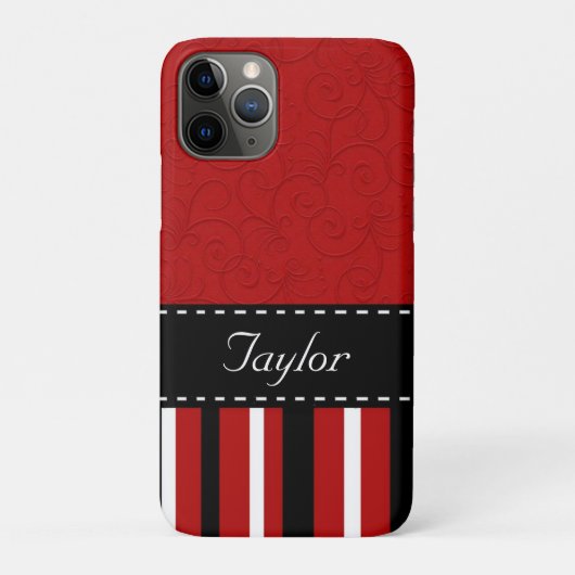 Rode en zwarte strepen Case-Mate iPhone case (Achterkant)