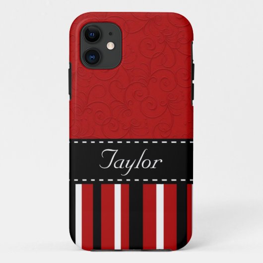 Rode en zwarte strepen Case-Mate iPhone case (Achterkant)