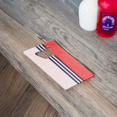 Rode en zwarte strepen creditkaart flessenopener