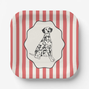Rode en zwarte strepen en honden illustratie papieren bordje