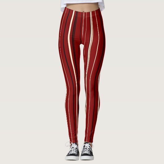 Rode en zwarte strepen leggings (Voorkant)