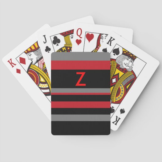 Rode en zwarte strepen met Initiaal Pokerkaarten (Achterkant)