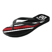 Rode en Zwarte Strepen met Naam en Nummer Teenslippers (Schuin)