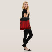 Rode en zwarte strepen tote bag (Op model)