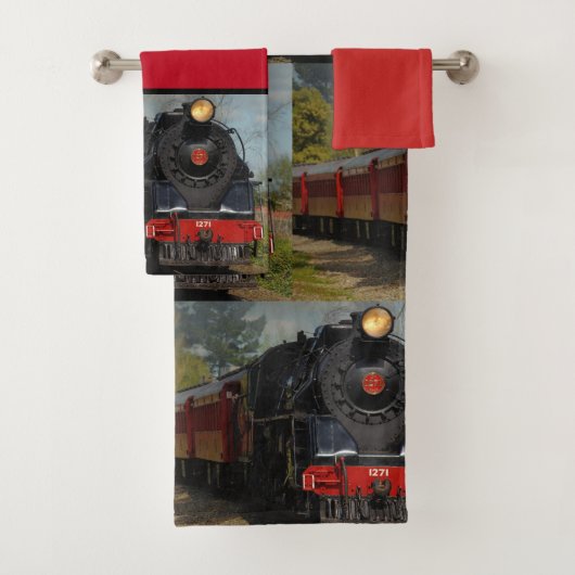Rode en Zwarte Trein Handdoekenset Bad Handdoek (Insitu)