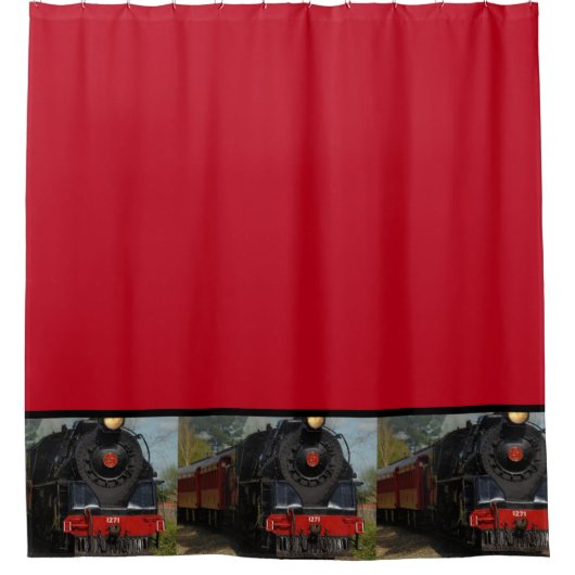 Rode en Zwarte Trein / Spoorweg Douchegordijn (Voorkant)