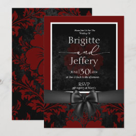 Rode en zwarte trouwuitnodiging kaart