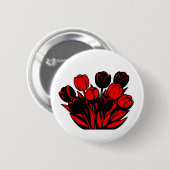 Rode en Zwarte Tulpboeket Ronde Button 5,7 Cm (Voorkant /achterkant)