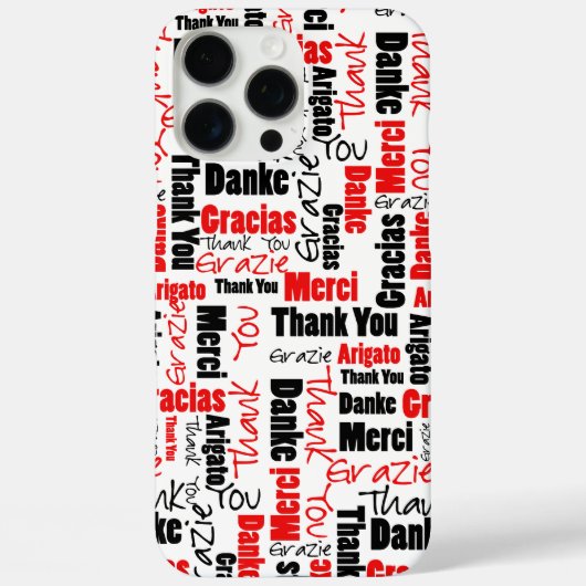 Rode en zwarte Typografie Meertalige dank Case-Mate iPhone Case (Achterkant)
