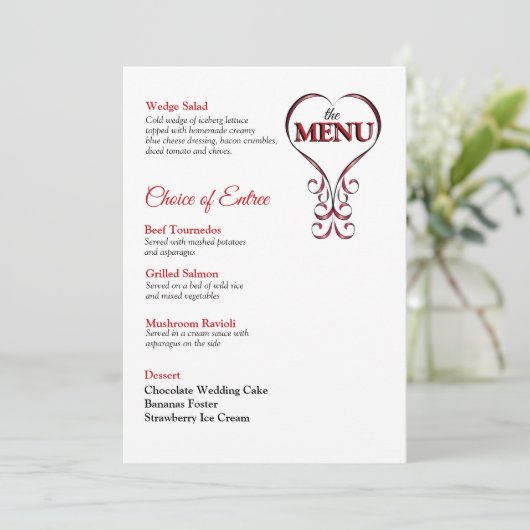 Rode en Zwarte Uitnodiging Grootte Menu (Staand voorkant)