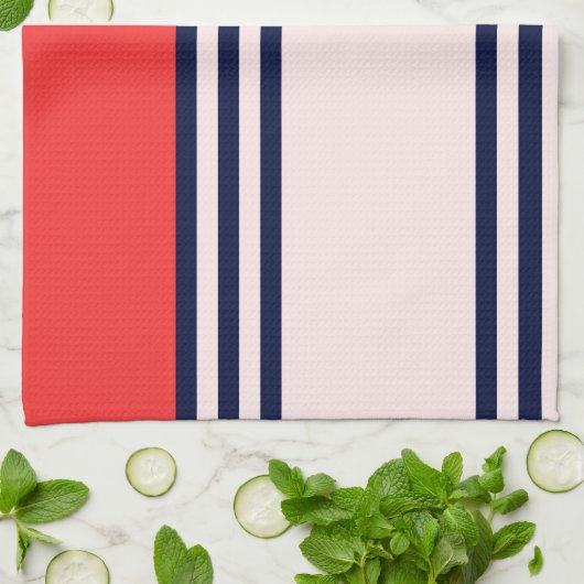 Rode en zwarte uniforme strepen theedoek (Gevouwen)