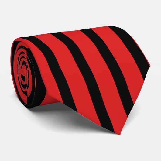 Rode en zwarte verticale streep stropdas (Opgerold)