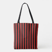 Rode en zwarte verticale streeppatroon tote bag (Achterkant)