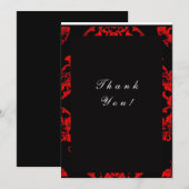 Rode en zwarte Victoriaans bruiloft Bedankkaart (Voorkant / Achterkant)