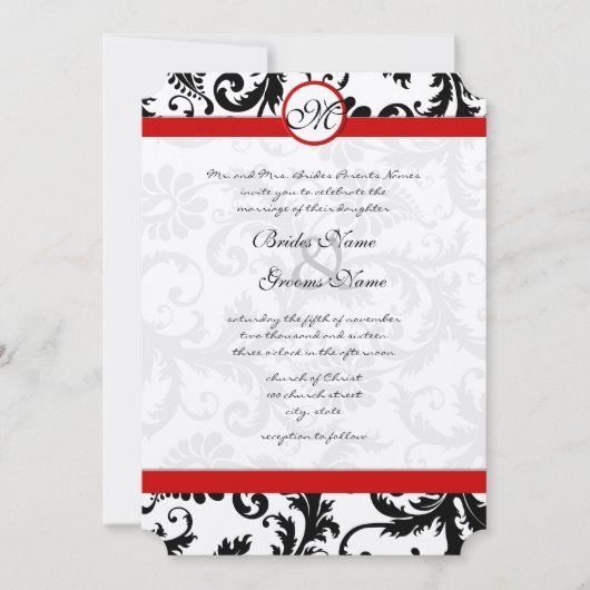 Rode en zwarte Victoriaans uitnodiging tot huwelij (Voorkant)