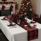 Rode en zwarte vlek met sterren korte tafelloper