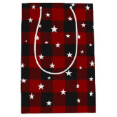 Rode en zwarte vlek met sterren medium cadeauzakje (Voorkant)