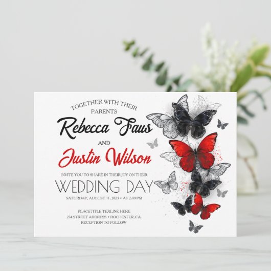 Rode en zwarte vlinders Morpho Monarch Kaart (Staand voorkant)