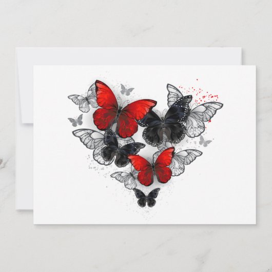 Rode en zwarte vlinders Morpho Monarch Kaart (Achterkant)