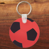 Rode en zwarte Voetbal Sleutelhanger (Voorkant)