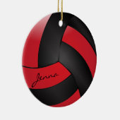 Rode en zwarte volleybal | DIY-naam Keramisch Ornament (Rechts)