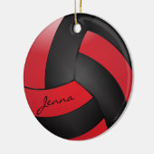 Rode en zwarte volleybal | DIY-naam Keramisch Ornament (Links)