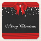 Rode en Zwarte Vrolijke Kerstmis Kartonnen Onderzetters (Voorkant)