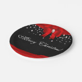 Rode en Zwarte Vrolijke Kerstmis Papieren Bordje (Gekanteld)