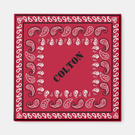 Rode en zwarte Westerne Paisley Bandana op persoon Magneet