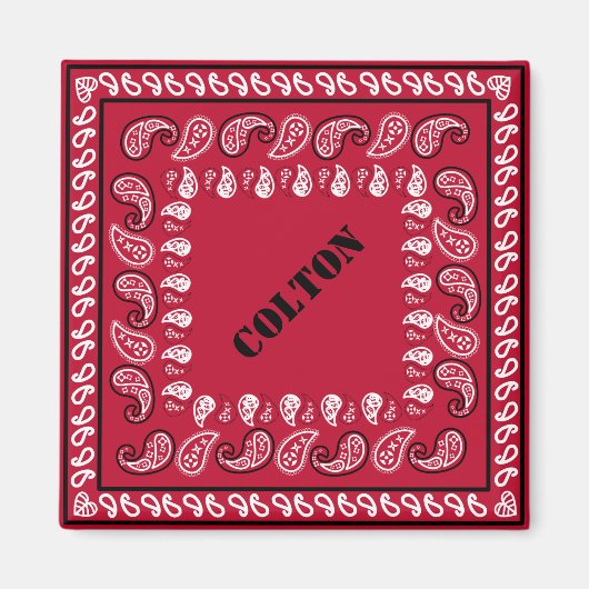Rode en zwarte Westerne Paisley Bandana op persoon Magneet (Voorkant)