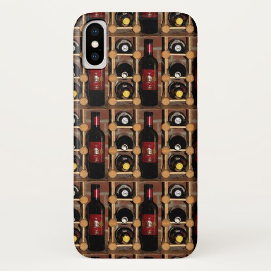 Rode en zwarte wijnflessen in Rack iPhone X-Hoesje Case-Mate iPhone Case (Achterkant)