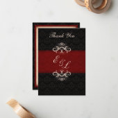 Rode en Zwarte Winter Bruiloft Bedankt Briefje Notitiekaartje (Voorkant / Achterkant in situ)