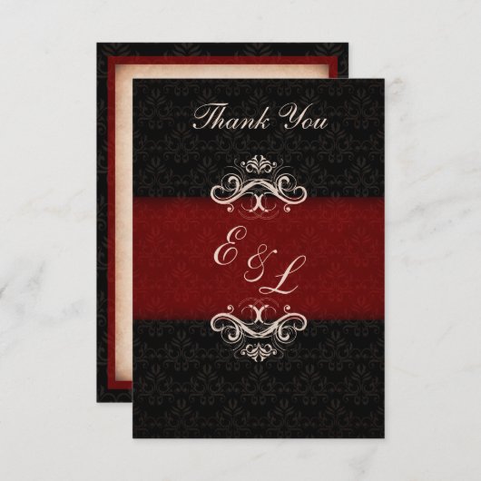 Rode en Zwarte Winter Bruiloft Bedankt Briefje Notitiekaartje (Voorkant / Achterkant)